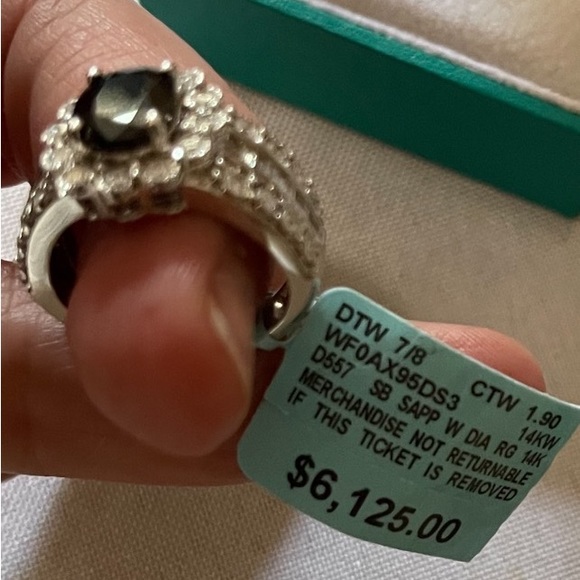 Effy 1.9 ct t.w Sapphire 0.94 ct t.w Diamond Ring 14k White Gold - Picture 5 of 9